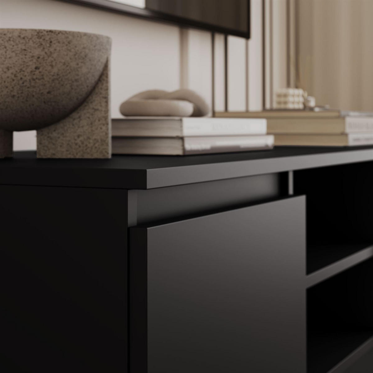 LOWBOARD HANA 120 cm Schwarz matt - Schwarz, Holzwerkstoff (120/36/40cm) - Lookway