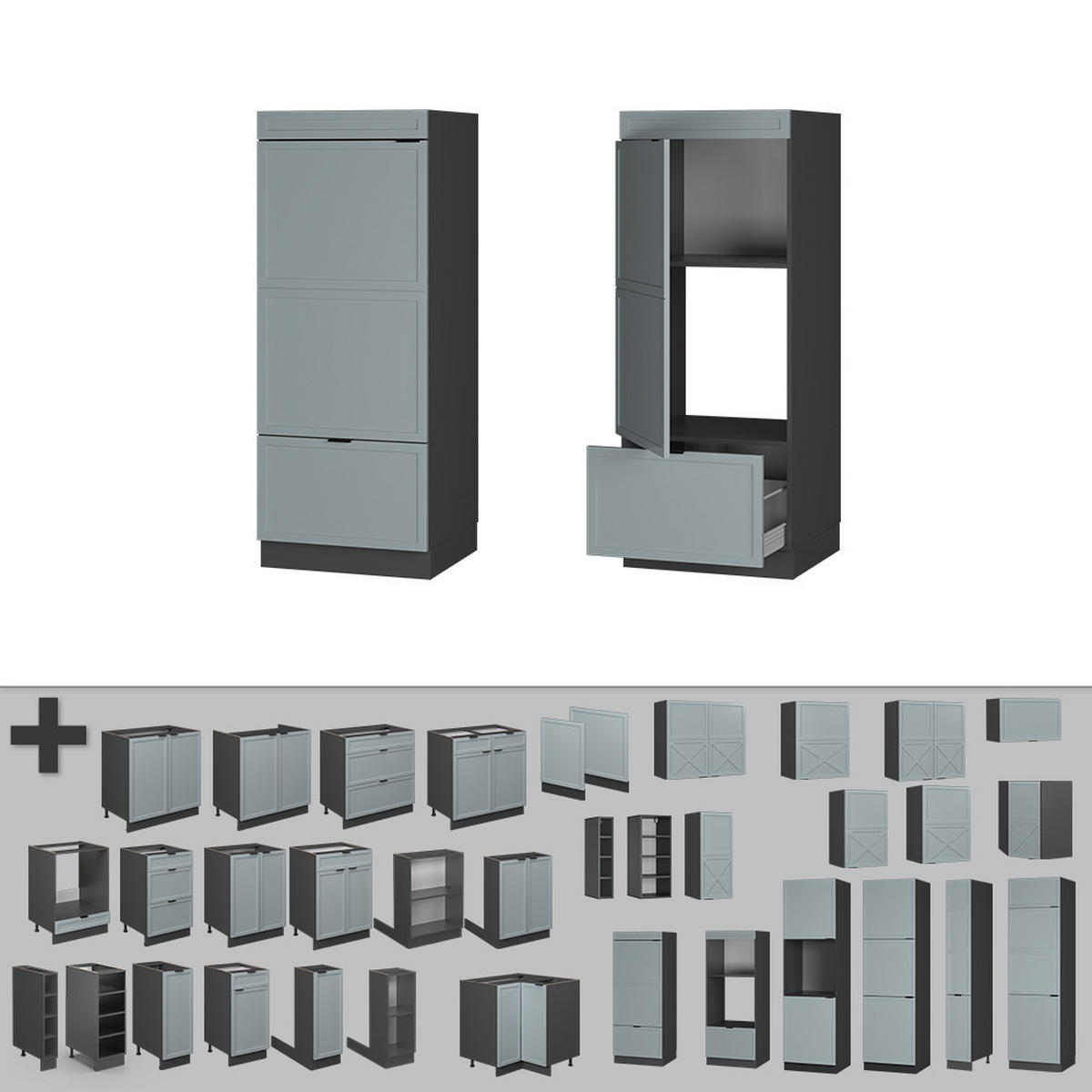 MIKROWELLENSCHRANK Fame-Line Hellblau-grau 60 cm - Anthrazit/Blaugrau, Holzwerkstoff (60/153.6/58.1cm) - Vicco