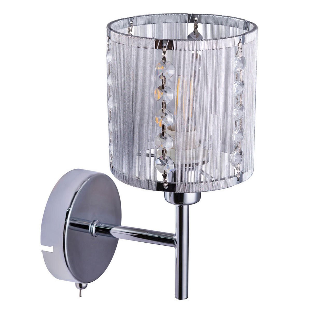 LED WANDLEUCHTE Kristalloptik Silber - Silberfarben, Metall (12/24.5/17cm) - Globo Lighting