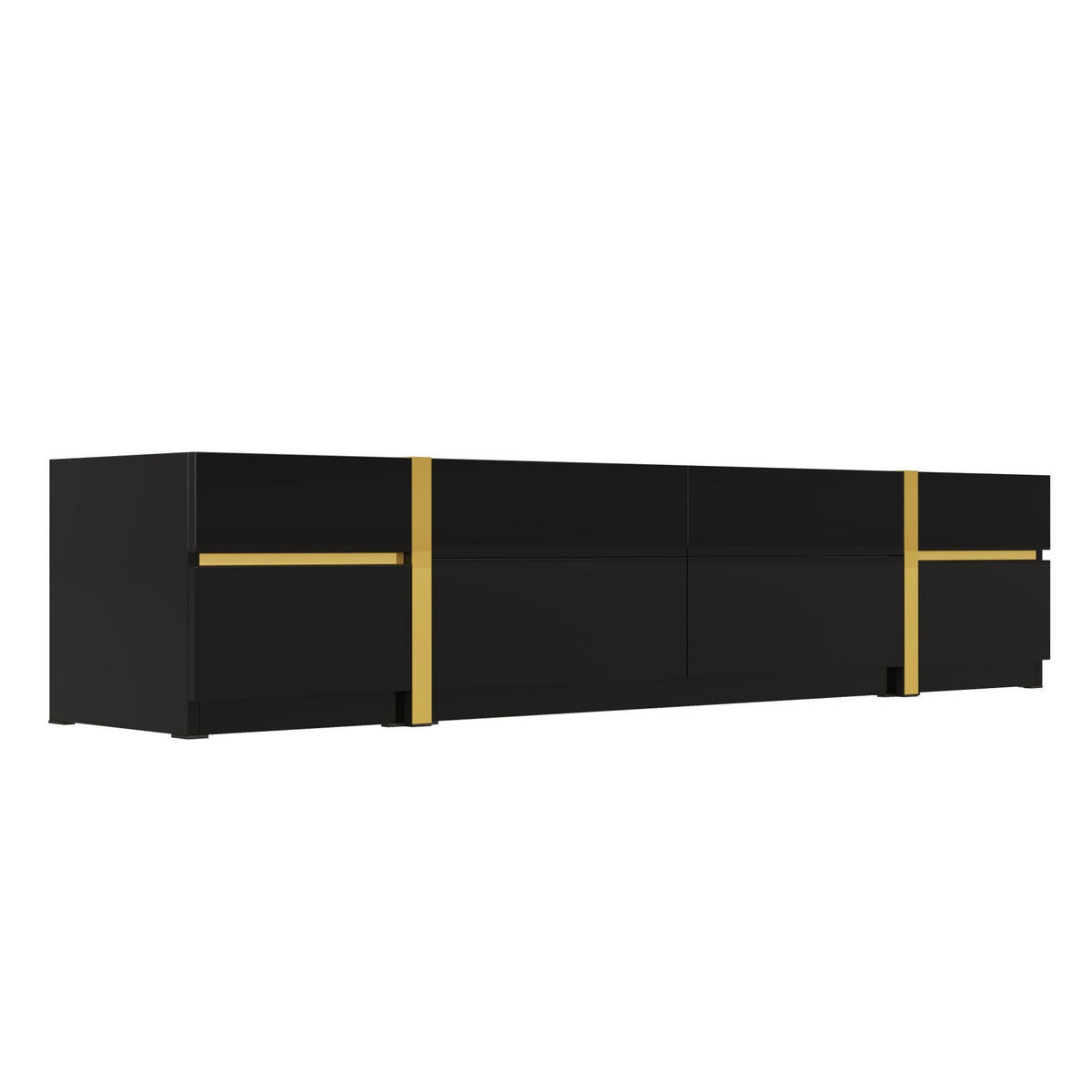 TV-SCHRANK mit 4 Schubladen und 2 Türen 180 x 40 cm Schwarz Hochglanz - Schwarz, Holzwerkstoff (40/38/180cm) - Beauniv