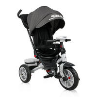 DREIRAD Speedy Luftreifen schwarz grau Luftreifen, drehbarer Sitz, Musik, Licht, Schubstange - Grau, Metall (109/52/102cm) - Lorelli