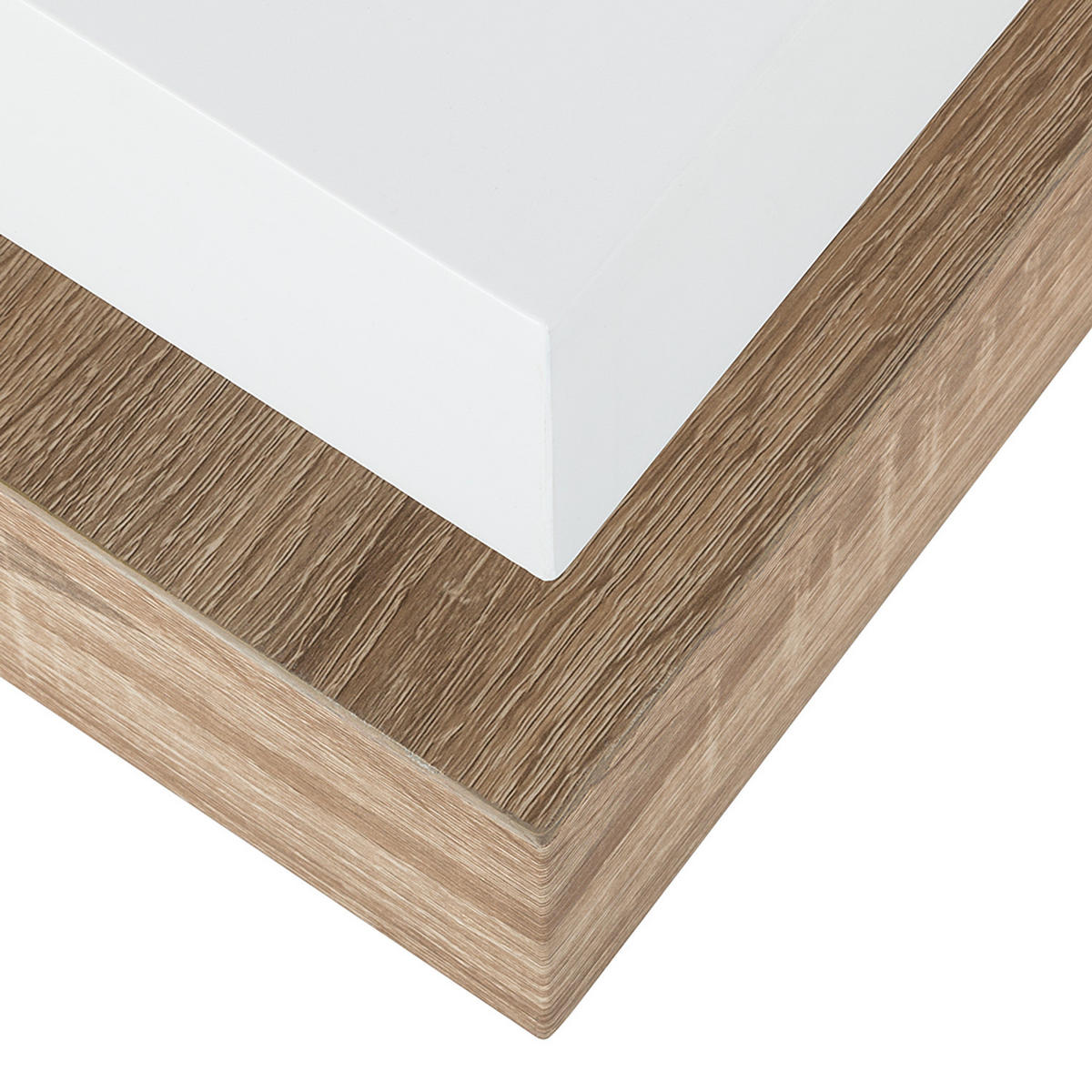 COUCHTISCH - Hochglanz Weiß / Eiche Sonoma Dekor - Weiß Hochglanz/Eichefarben, Holzwerkstoff (75/75/30cm) - home24