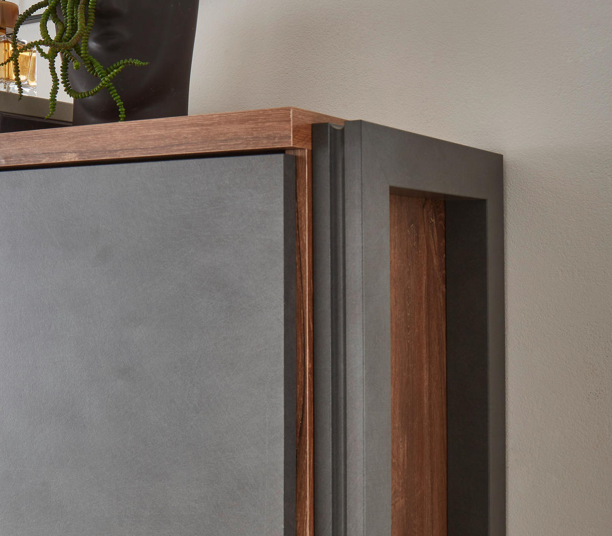 BAD-REGAL Eiche Stirling, Matera grau, Badmöbel Hochschrank 49 x 202 cm - Eichefarben/Grau, Holzwerkstoff/Metall (49/202/33cm)