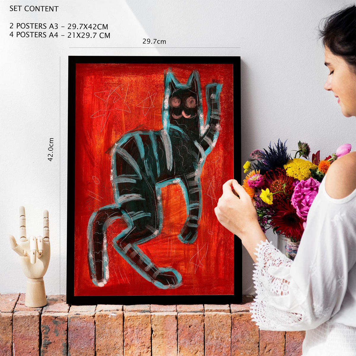 POSTER Set Mit 6 Kreaturen Frames 1 In Tiere Abstracts Ästhetische Dekorative Gemälde Für Ihr Wohnzimmer, Schlafzimmer, Zuhause A3 & A4 Weißer Rahmen - Weiß, Papier (29/3cm) - Nacnic