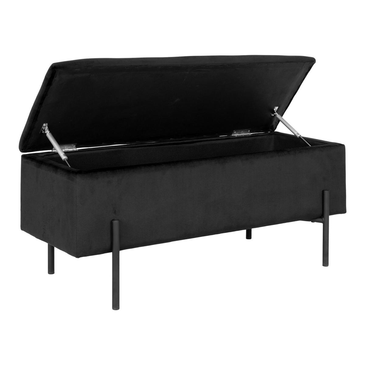 BANK Watford Polyester, Sperrholz Schwarz - Schwarz, Holz (95/43/36.5cm) - tinkaro