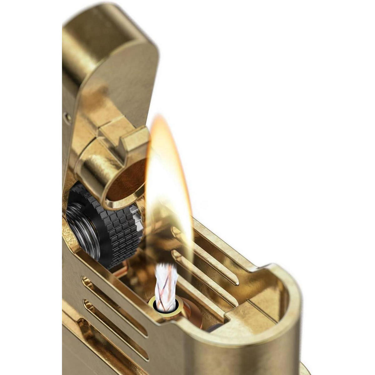 FEUERZEUG Benzin Nachfüllbar Trench-Stil mit Geschenkbox - Goldfarben, Metall (1.5/6.3/3.7cm)