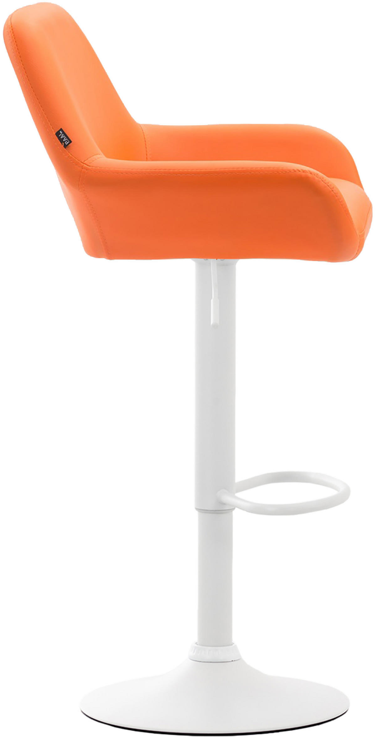 BARHOCKER DUBLIN Orange Kunstleder Weiß - Orange, Leder/Metall (51/89/52cm) - DELUKE