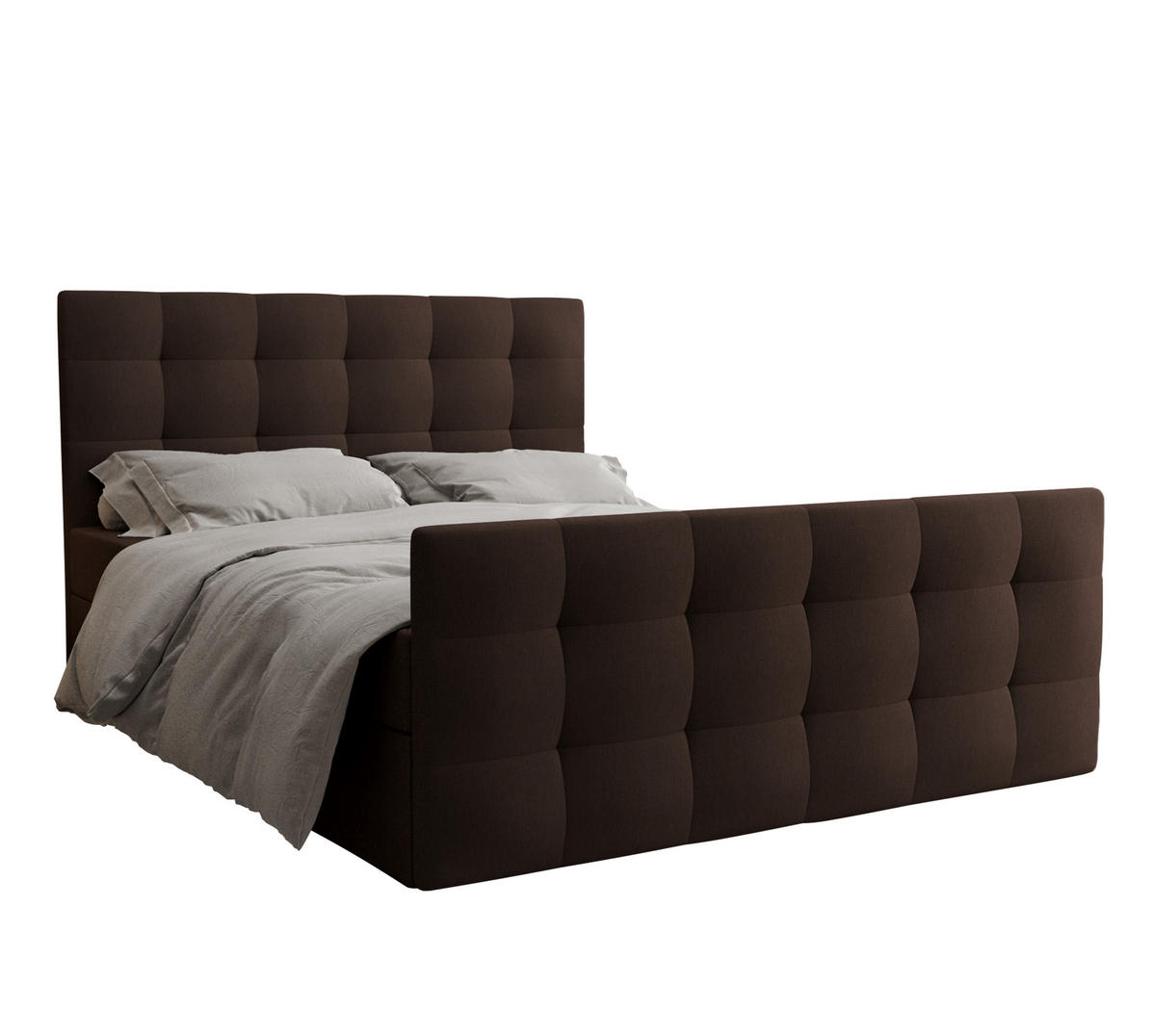 BOXBETT Orchido 160/200 cm in Braun – mit Bettkasten und Komfort - Schwarz/Braun, Holz/Holzwerkstoff (160/200cm) - AX Living