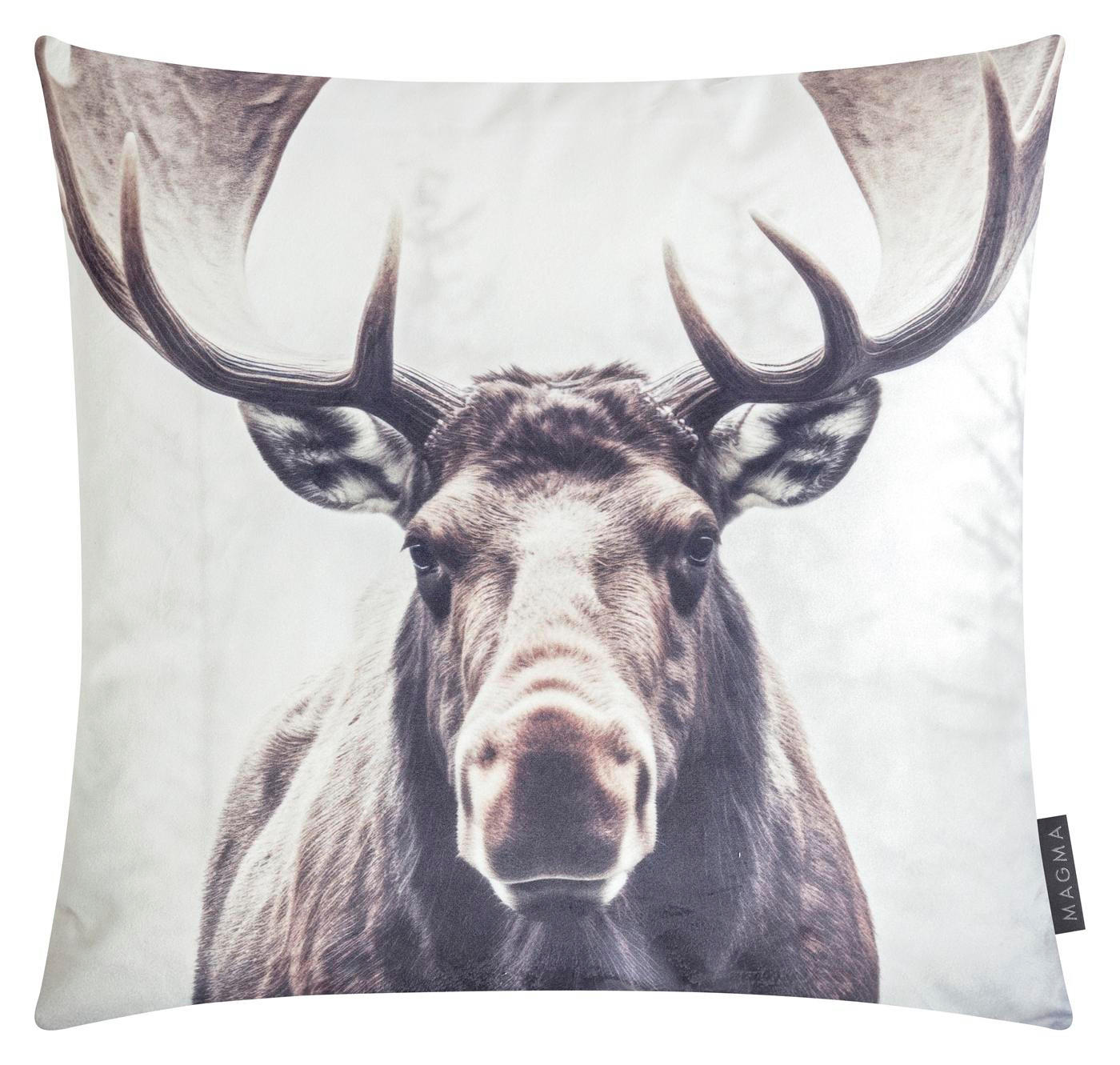 KISSENHÜLLE Wild Animals Elch - Grau, Textil (45/45cm) - Magma Heimtexx