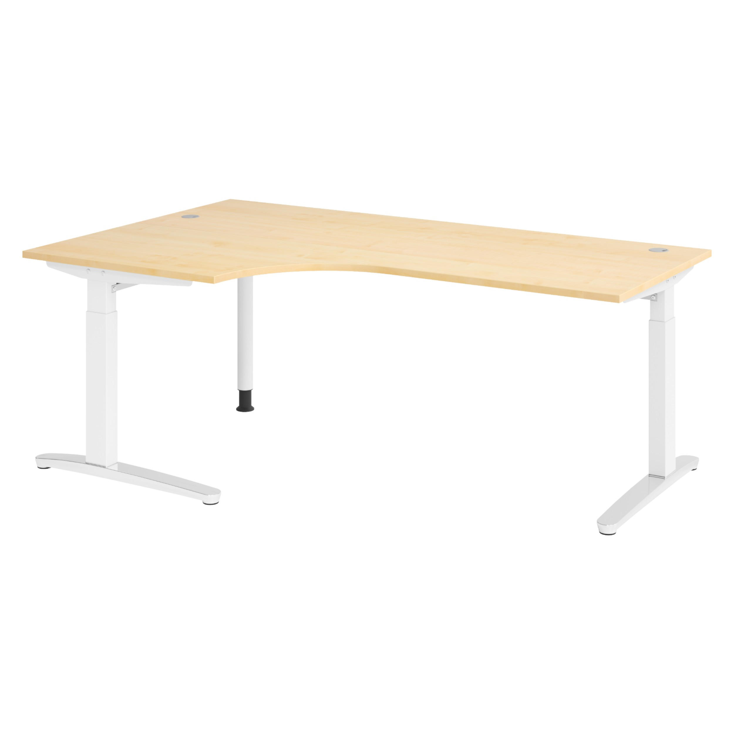 bümö Schreibtisch Ahorn, Weiß, Silber 200x74x120 cm