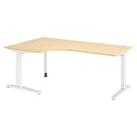 SCHREIBTISCH Serie-XB 120/200/74 cm in Ahornfarben/Weiß/Alu poliert - Silberfarben/Ahornfarben, Holzwerkstoff (120/200/74cm) - bümö