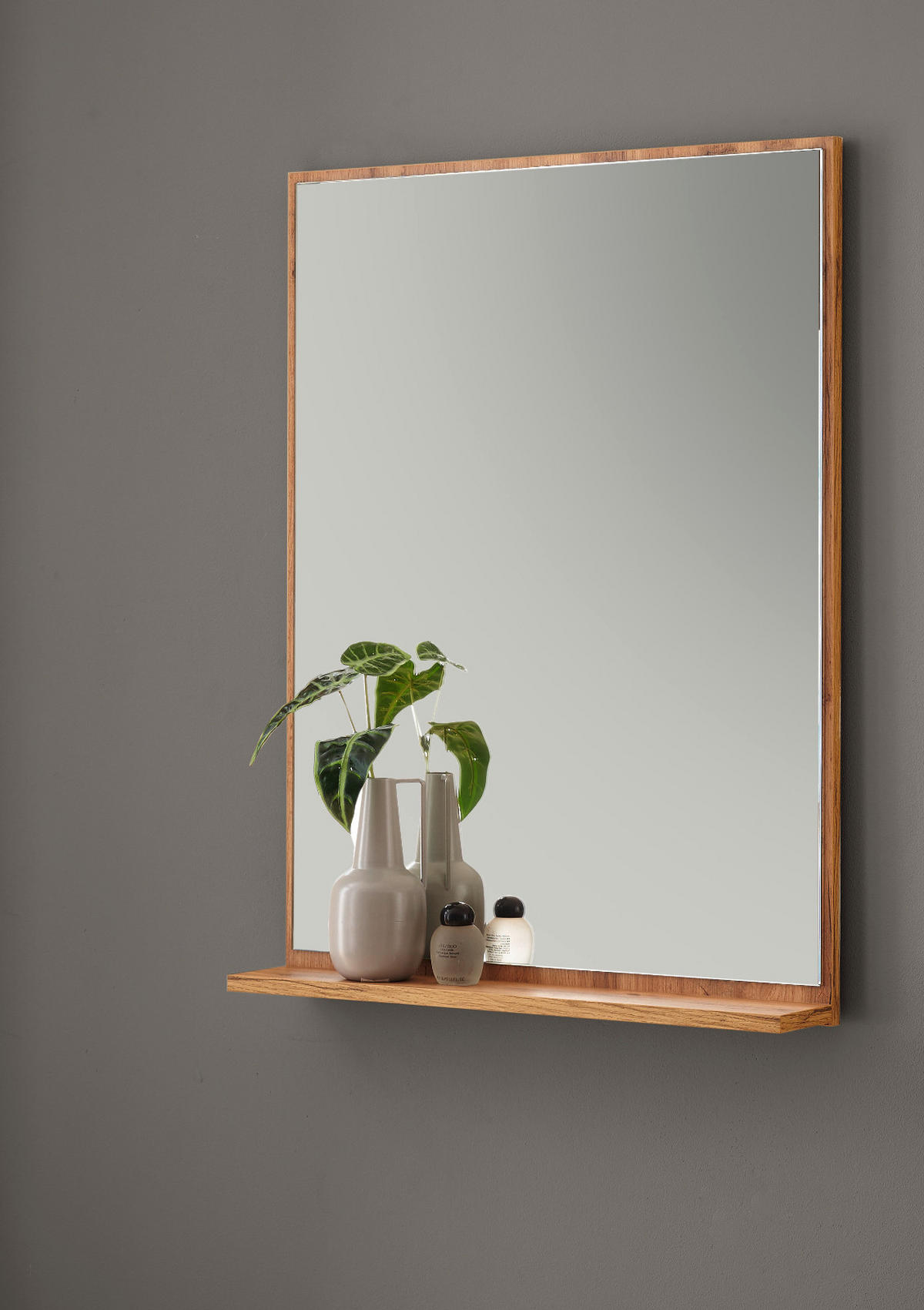 BADSPIEGEL Eiche Wotan, Wandspiegel mit Ablage 60 x 80 cm - Eiche Wotan, Glas/Holzwerkstoff (60/80/12cm) - Furn.Design