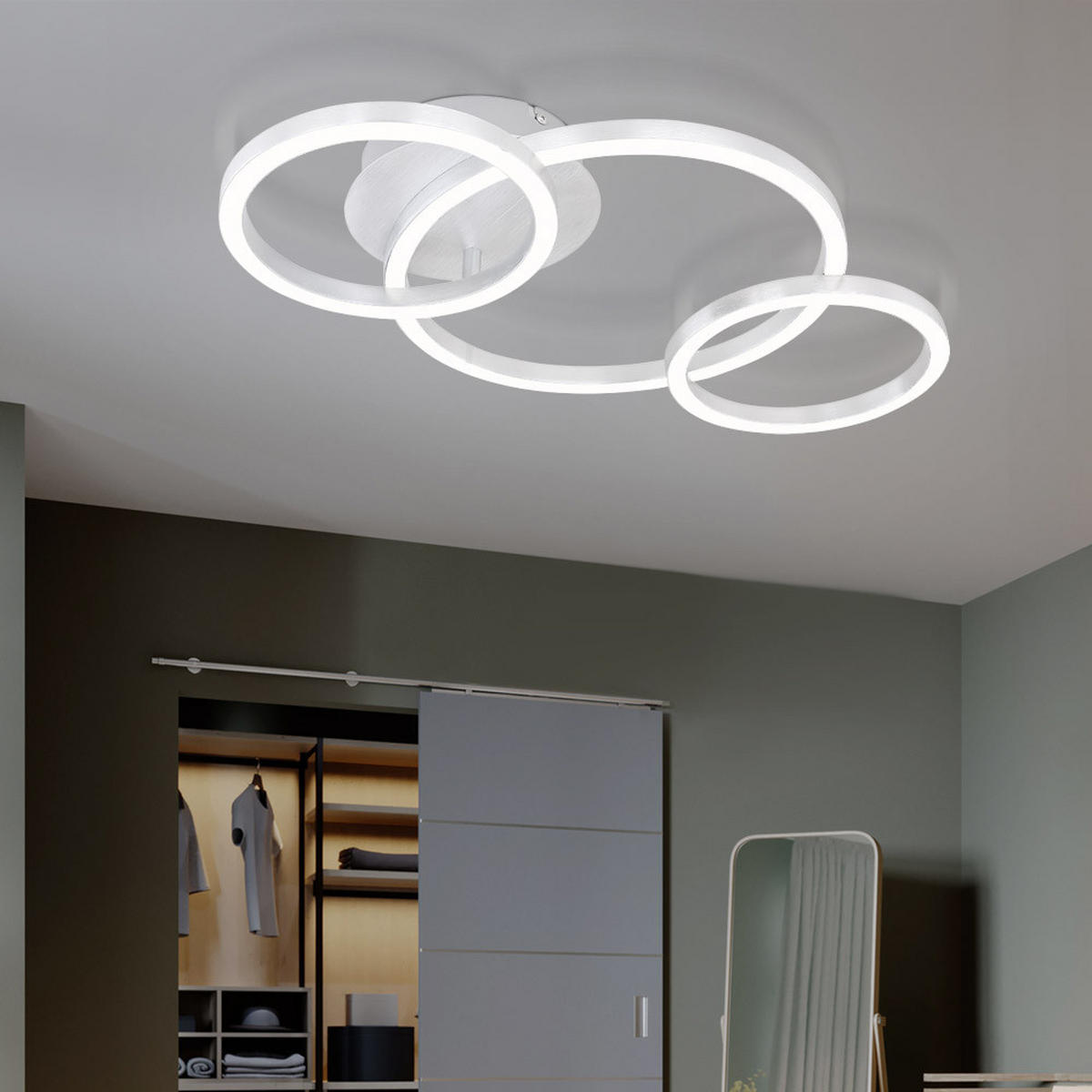 LED DECKENLEUCHTE Ring Design Silber - Silberfarben, Metall (55/30/7cm) - Globo Lighting