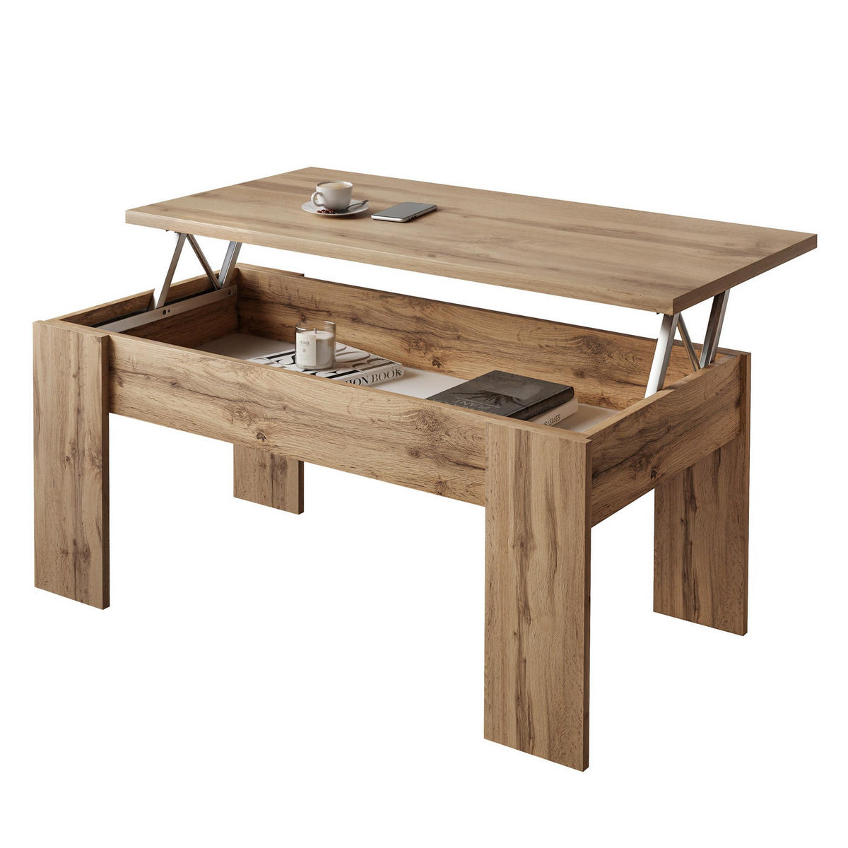 AUSZIEHBARER Couchtisch APERTO, Eiche Wotan - Eiche Wotan, Holzwerkstoff (100/45/50cm) - Lookway