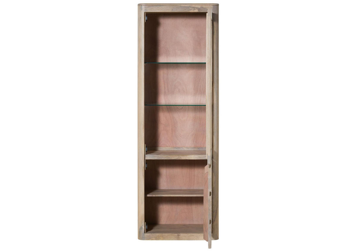 VITRINE Mango 70x40x202 weiß lackiert TORONTO #310 - Weiß, Holz (70/202/40cm) - Massivmoebel24
