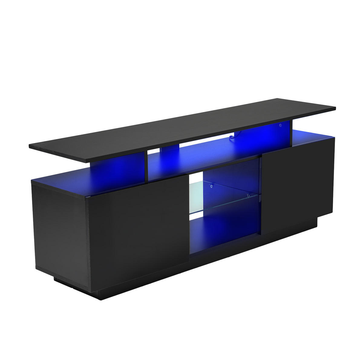 TV-SCHRANK mit LED-Beleuchtung 140 cm Schwarz Hochglanz - Schwarz, Holzwerkstoff (35/55/140cm) - Beauniv