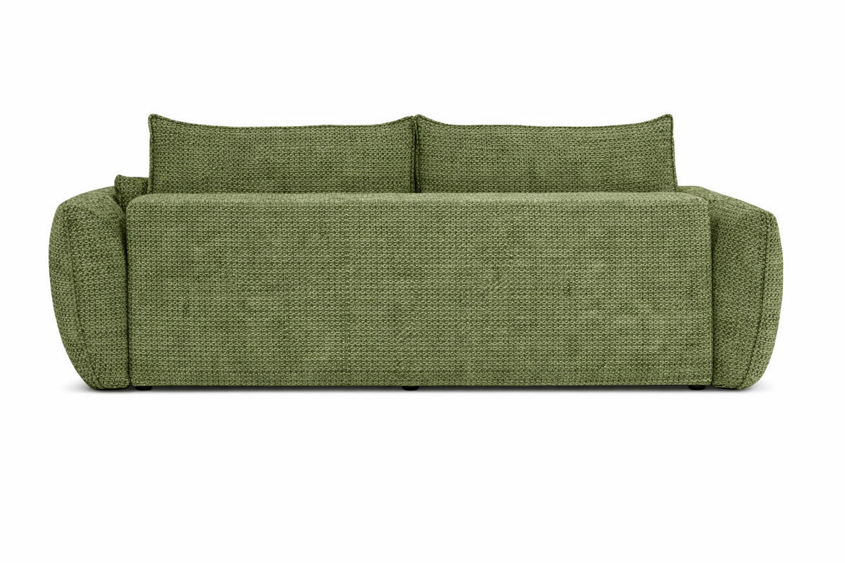 SOFA Mit Schlaffunktion Und Bettkasten, Chenille-Stoff Artico, Moss, Zephira - Grün, Holz (238/87/102cm) - Kaiser Möbel