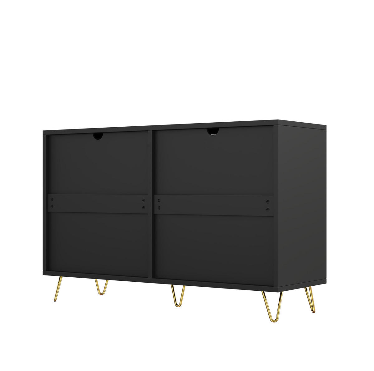 KOMMODE aus Spanplatte 120x77x40cm in Schwarz-Gold - Schwarz, Holzwerkstoff (120/77/40cm) - Modfu