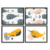 POSTER Set mit 4 Composicion Wale im Meer A4 Rahmenlos - Klar, Papier (29.7/3cm) - Nacnic