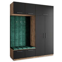 GARDEROBENSCHRANK REMA 200/240/60 cm Modern Garderobe-Set Eiche Lefkas - Eichefarben/Schwarz, Holzwerkstoff (200/240/60cm) - MASSENO
