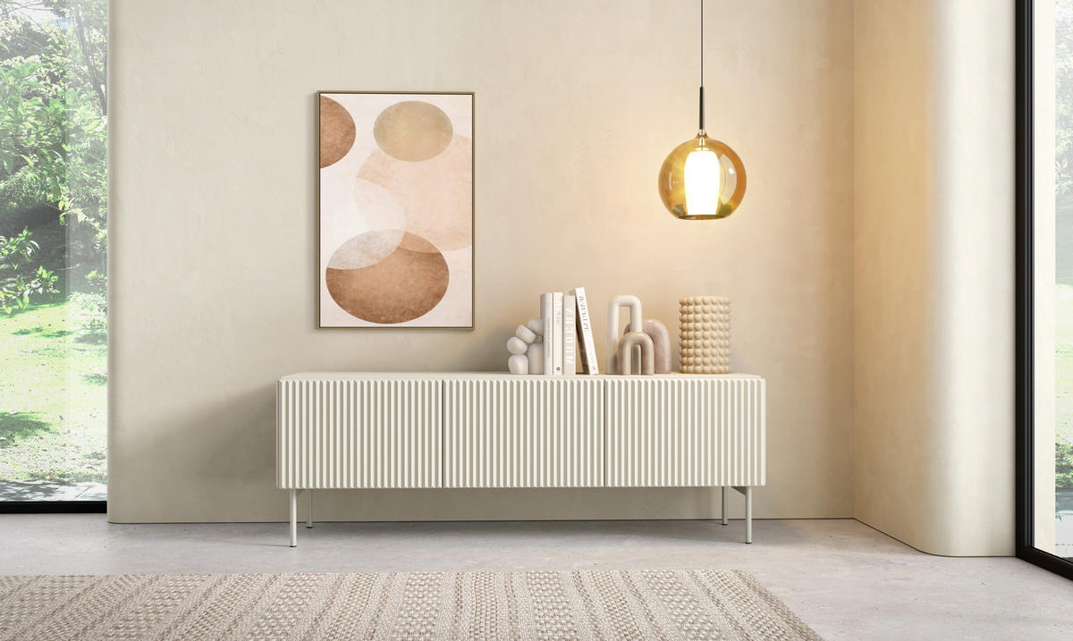 TV-BOARD 147 cm Galiano mit 3 Türen, Kaschmir - Kaschmir, Holz (147/51/40cm) - Emporius
