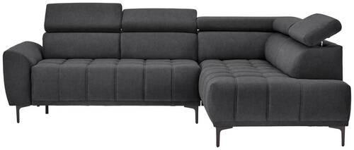 ECKSOFA Graphitfarben Velours  - Schwarz/Graphitfarben, Design, Textil/Metall (261/191cm) - Stylife