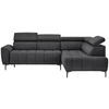 ECKSOFA Graphitfarben Velours  - Schwarz/Graphitfarben, Design, Textil/Metall (261/191cm) - Stylife