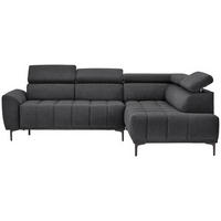ECKSOFA in Velours Graphitfarben  - Schwarz/Graphitfarben, Design, Textil/Metall (261/191cm) - Stylife