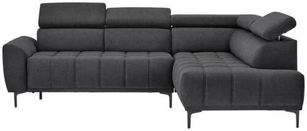 ECKSOFA in Velours Graphitfarben  - Schwarz/Graphitfarben, Design, Textil/Metall (261/191cm) - Stylife