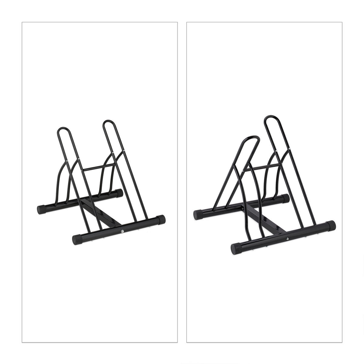 FAHRRADSTÄNDER Schwarz für 2 Fahrräder Stahl pulverbeschichtet - Schwarz, Metall (60.5/57/55cm) - Relaxdays