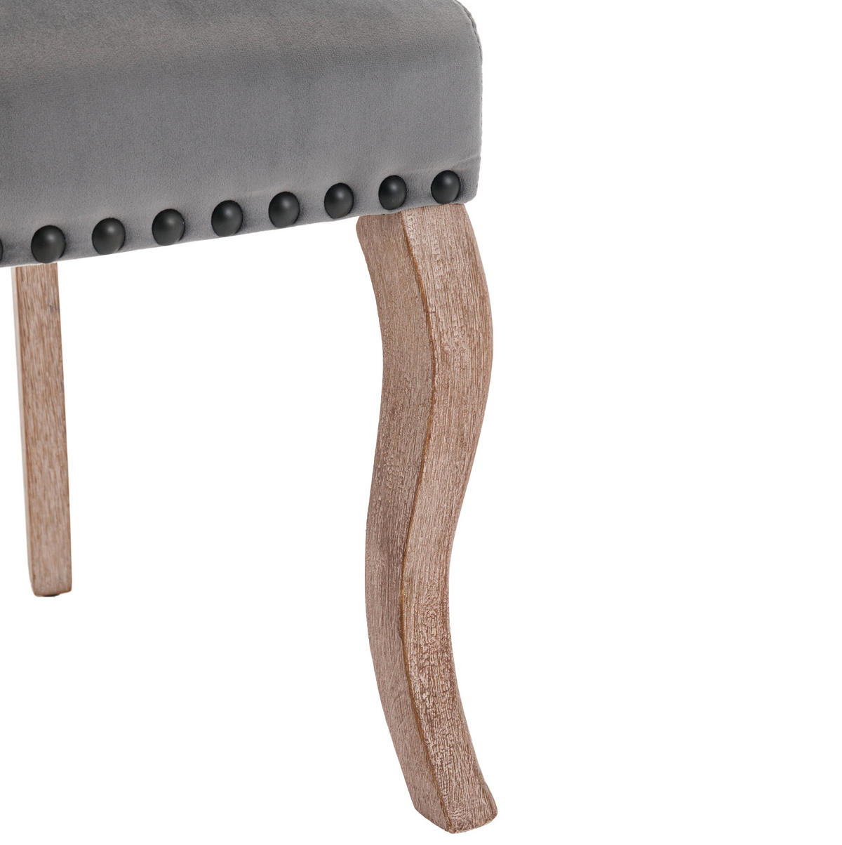 ESSZIMMERSTUHL modern Samt Grau mit Massivholzbeinen und Ziernägeln - Grau, Metall (63/95/49cm) - Meubliv