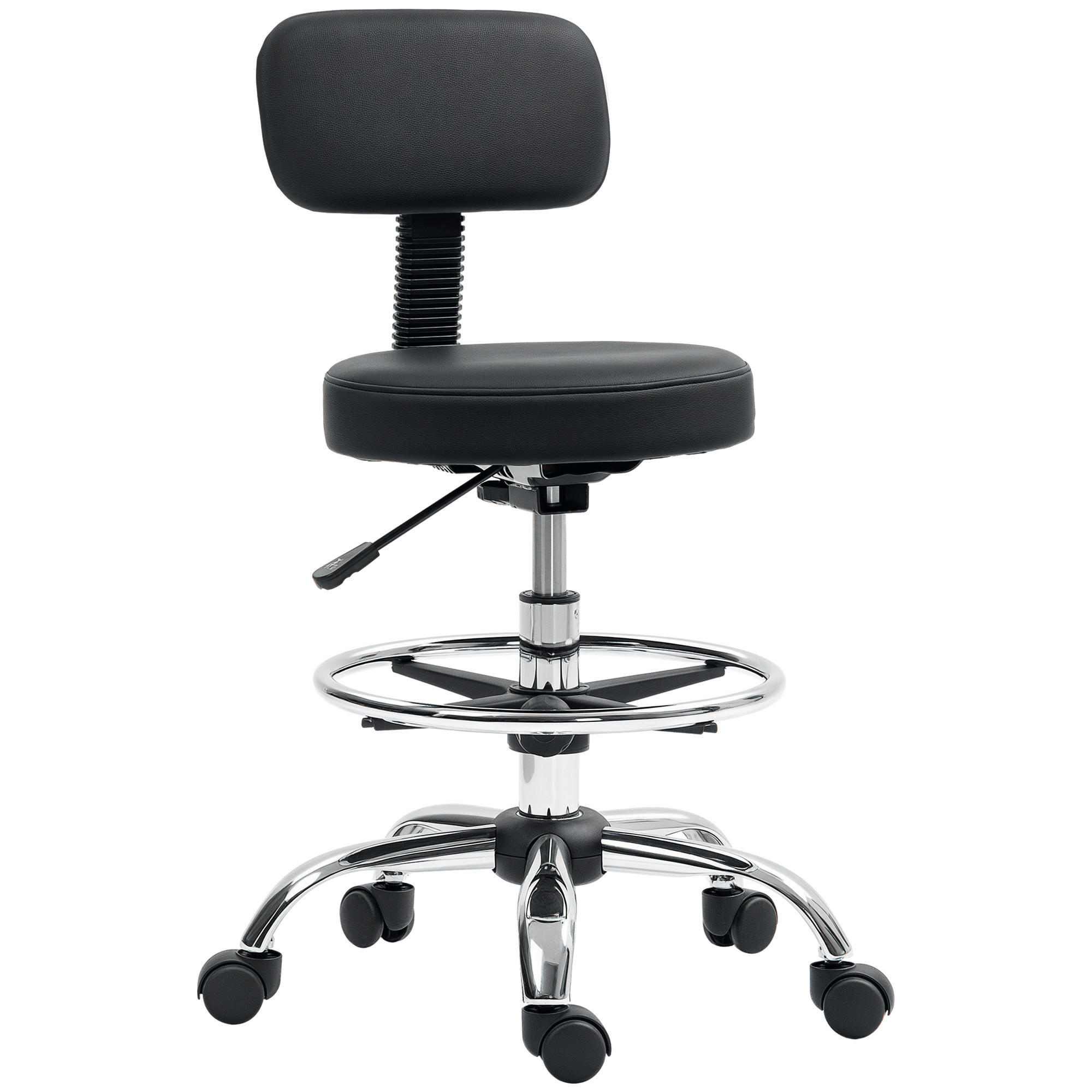 BÜROHOCKER DE-18031 höhenverstellbar 78-92 cm, mit Fußstütze Schwarz - Schwarz, Metall (52/92/52cm) - ComfortXL