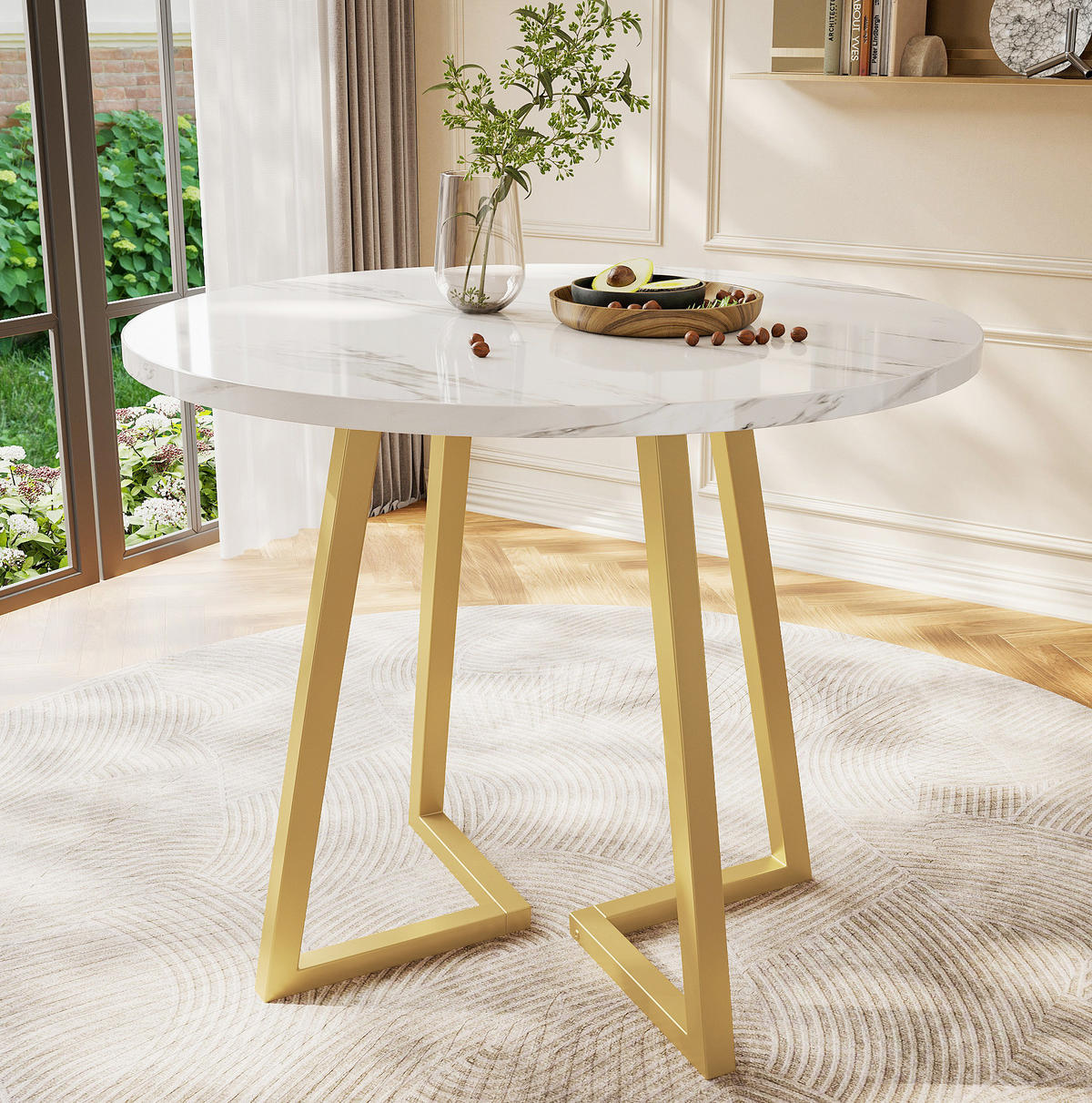ESSTISCH rund 80 cm MDF Weiß mit Metallgestell - Weiß, Metall (80/80/75cm) - Meubliv