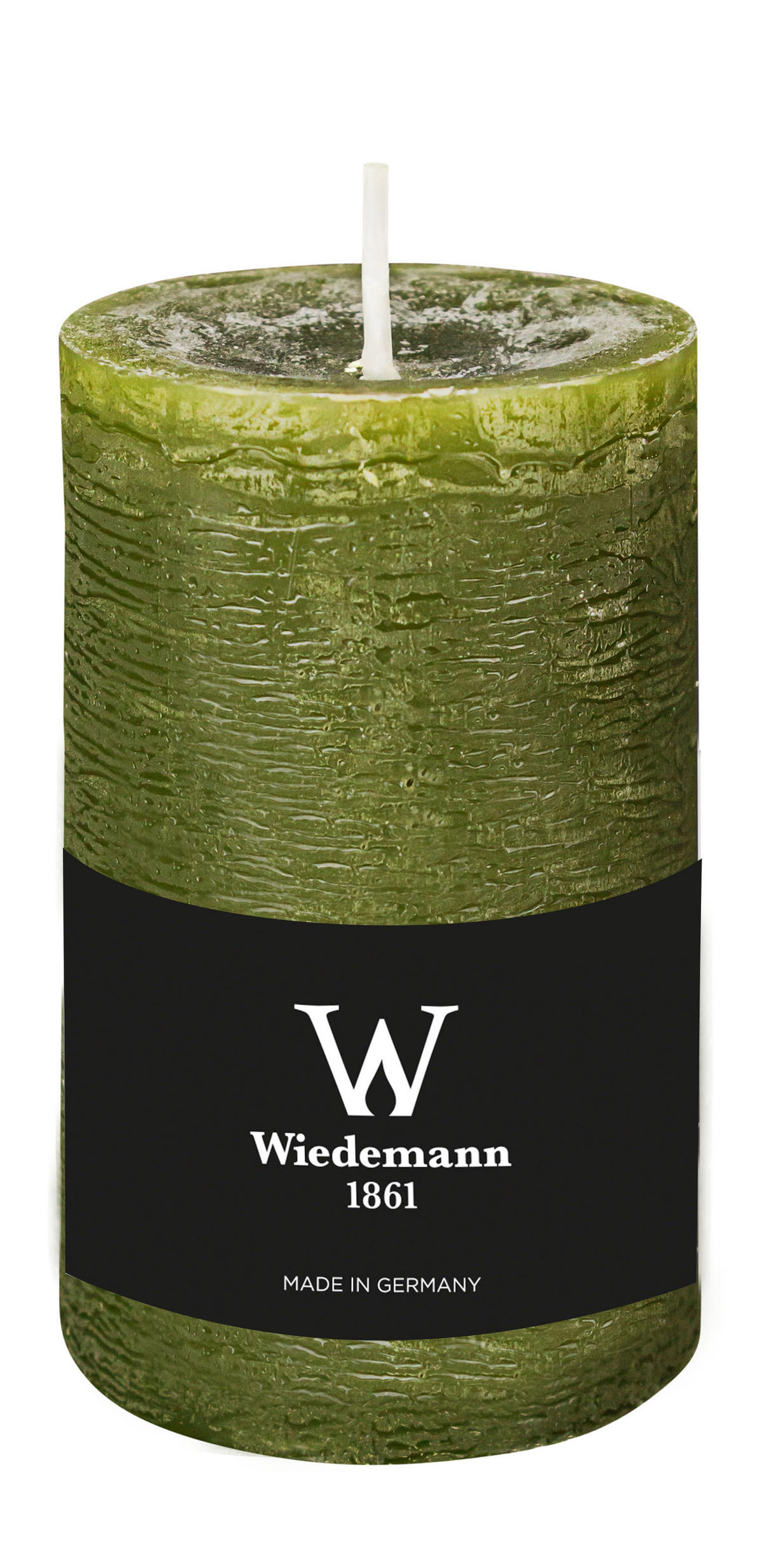 STUMPENKERZE Rustik Marble Style Olive 130 x Ø 68 mm, 1 Stück - Olivgrün, Paraffin (13cm) - Wiedemann Kerzen