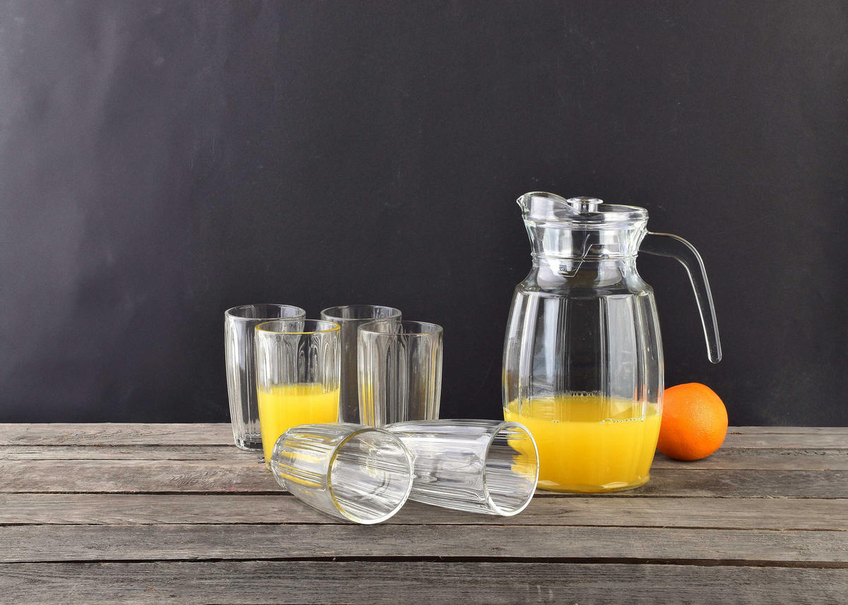 KRUG mit Gläsern Transparent 5/5/5 cm Glas - Transparent, Glas (0.33L) - Mondex
