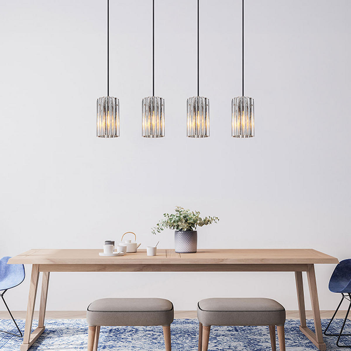 LED HÄNGELEUCHTE Metall Silber - Silberfarben, Glas (80/11.5/120cm) - Globo Lighting