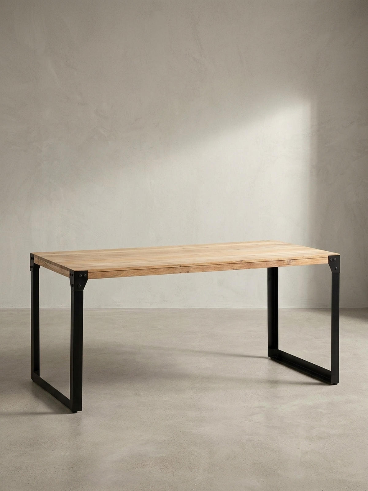 ESSTISCH Massivholz Metall Rechteckig Industrial, Akazie 180x90x76 cm - Schwarz/Akaziefarben, Holz/Metall (90/180/76cm) - KADIMA DESIGN