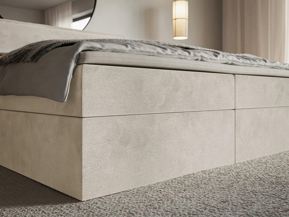 BOXBETT Softie Beige Velours wasserabweisend 160x200 cm - Beige, Textil (160/200cm) - Selsey