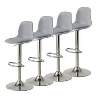 BARHOCKER 4-teiliges Set Grau höhenverstellbar mit Rückenlehne - Grau, Kunststoff (45/104.4/38.5cm)