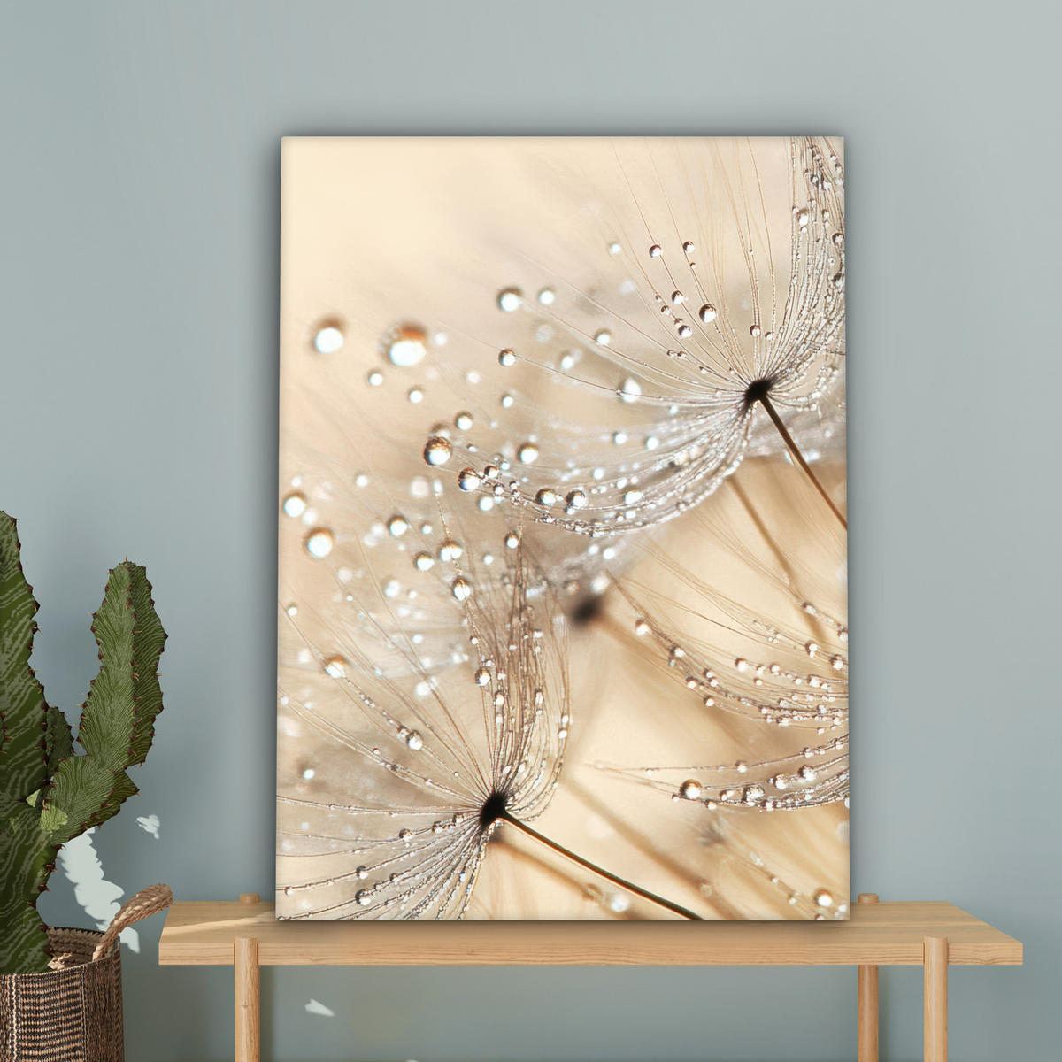 OBRAZ NA PLÁTNĚ Pampeliška - Abstraktní - Příroda - Béžová 60x80 cm - hnědá, textil (60/80cm) - MuchoWow