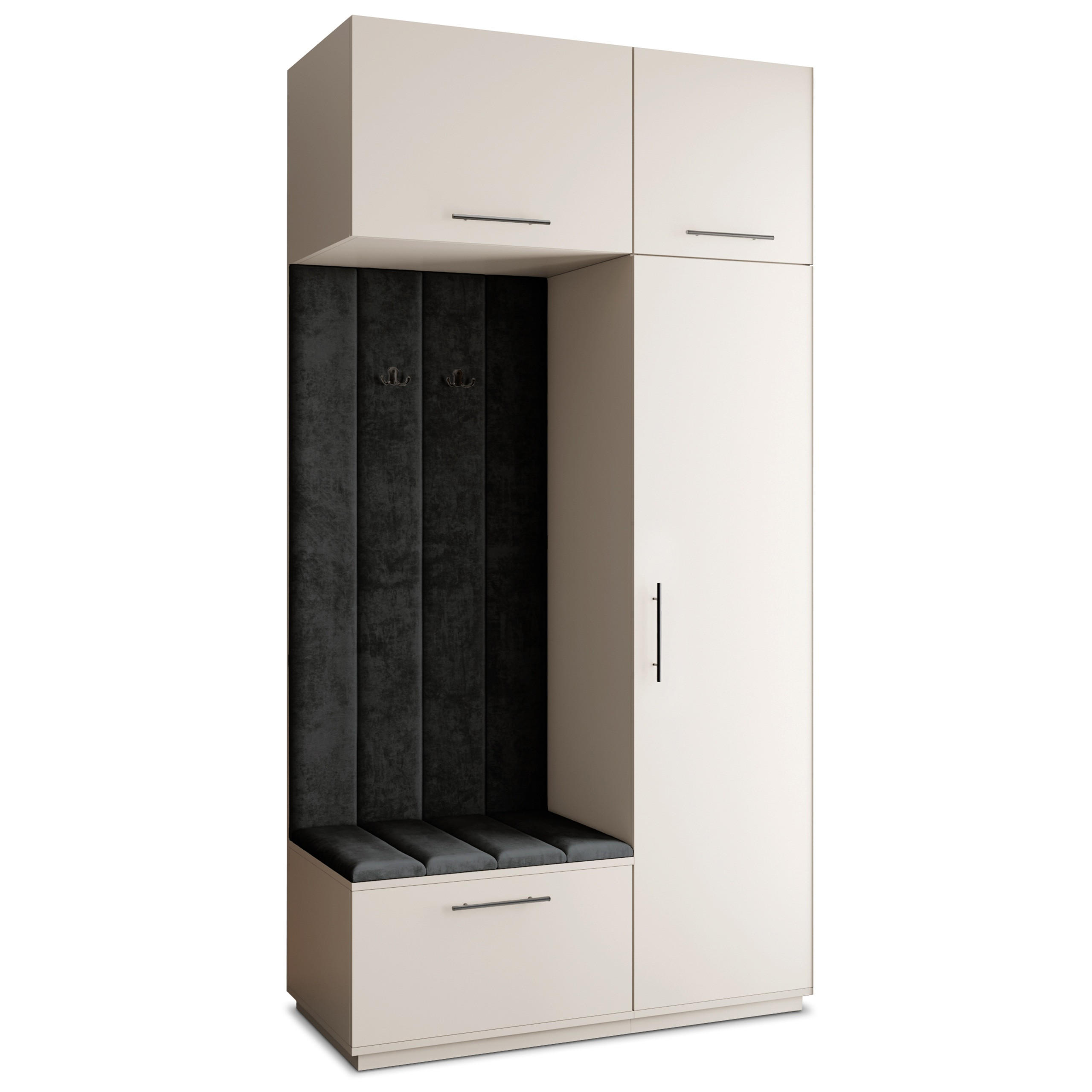 Masseno Garderobenschrank Kaschmir, Schwarz 120x240x60 cm
