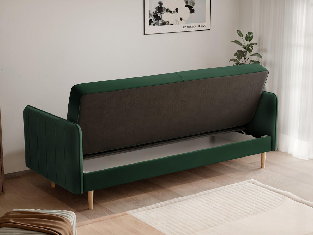 SCHLAFSOFA COLETTE mit Bettkasten Grün - Grün, Holzwerkstoff/Kunststoff (200/85/90cm) - Idohome