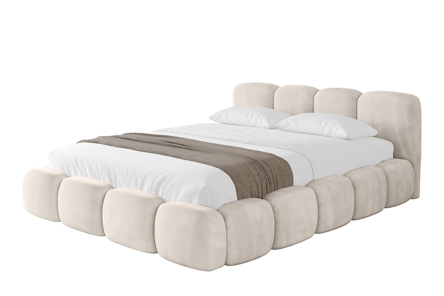 POLSTERBETT mit Bettkasten und Lattenrost, Boxbett ohne Matratze - KALA-v1 200x200 Beige - Beige, Holzwerkstoff/Textil (200/200cm) - ALTDECOR