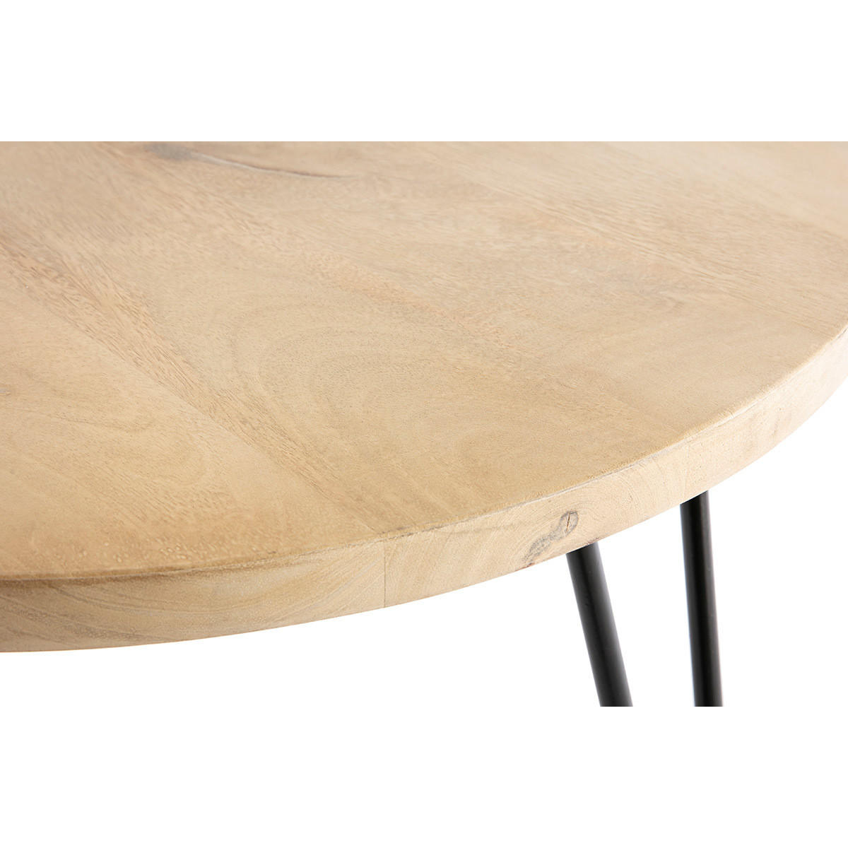 BEISTELLTISCH Rund Mangoholz Metall 60x45 VIBES - Naturfarben, Holz (60/60/45cm) - Miliboo