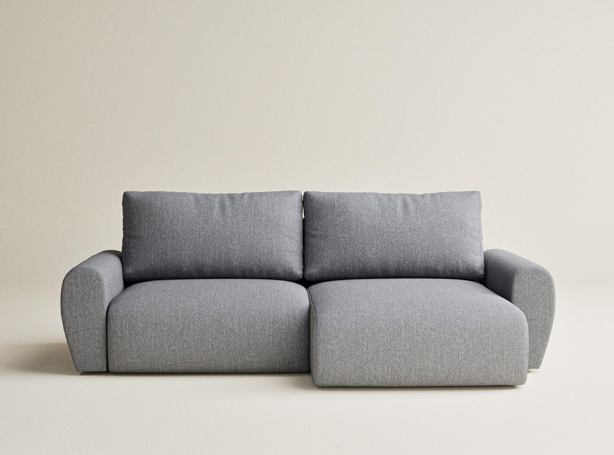 ECKSOFA MIT SCHLAFFUNKTION Numba Grau Webstoff - Schwarz/Grau, Holz/Holzwerkstoff (253/153cm) - Maison de Reve