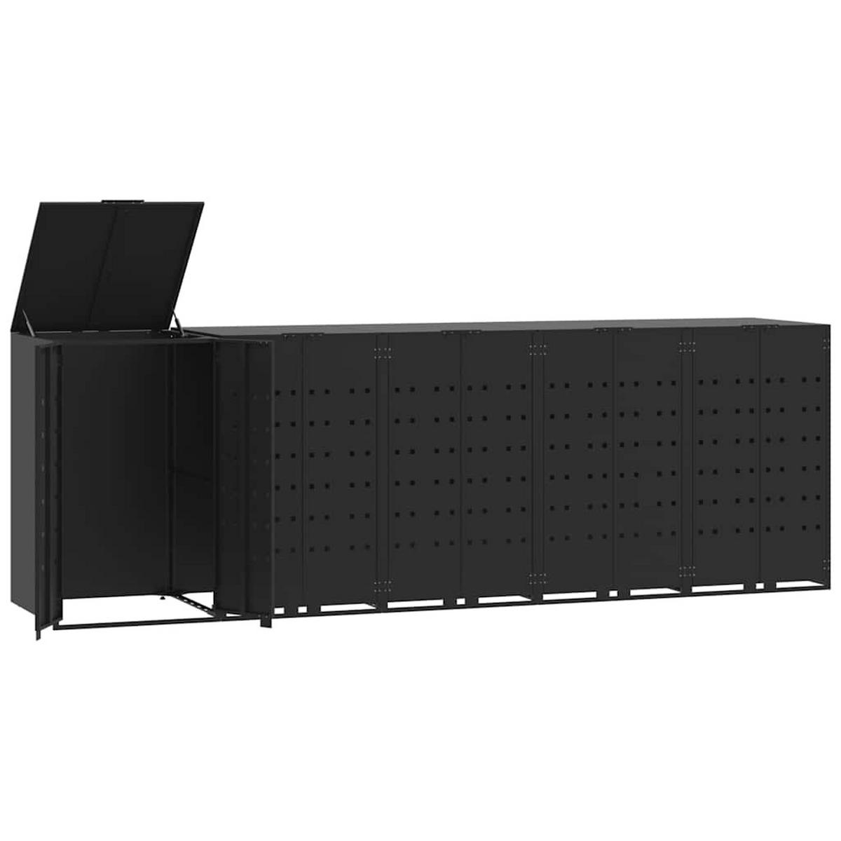 MÜLLTONNENBOX Gorilo für 5 Tonnen Schwarz 345x79x117 cm - Schwarz, Metall (345/117/79cm) - DELUKE
