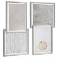 BILDER SET 4er Set - 50x50 cm & 40x60 cm Silberner Rahmen - Leichte Boho-Sandtexturen - Silberfarben, Kunststoff (50/50cm) - TULUP