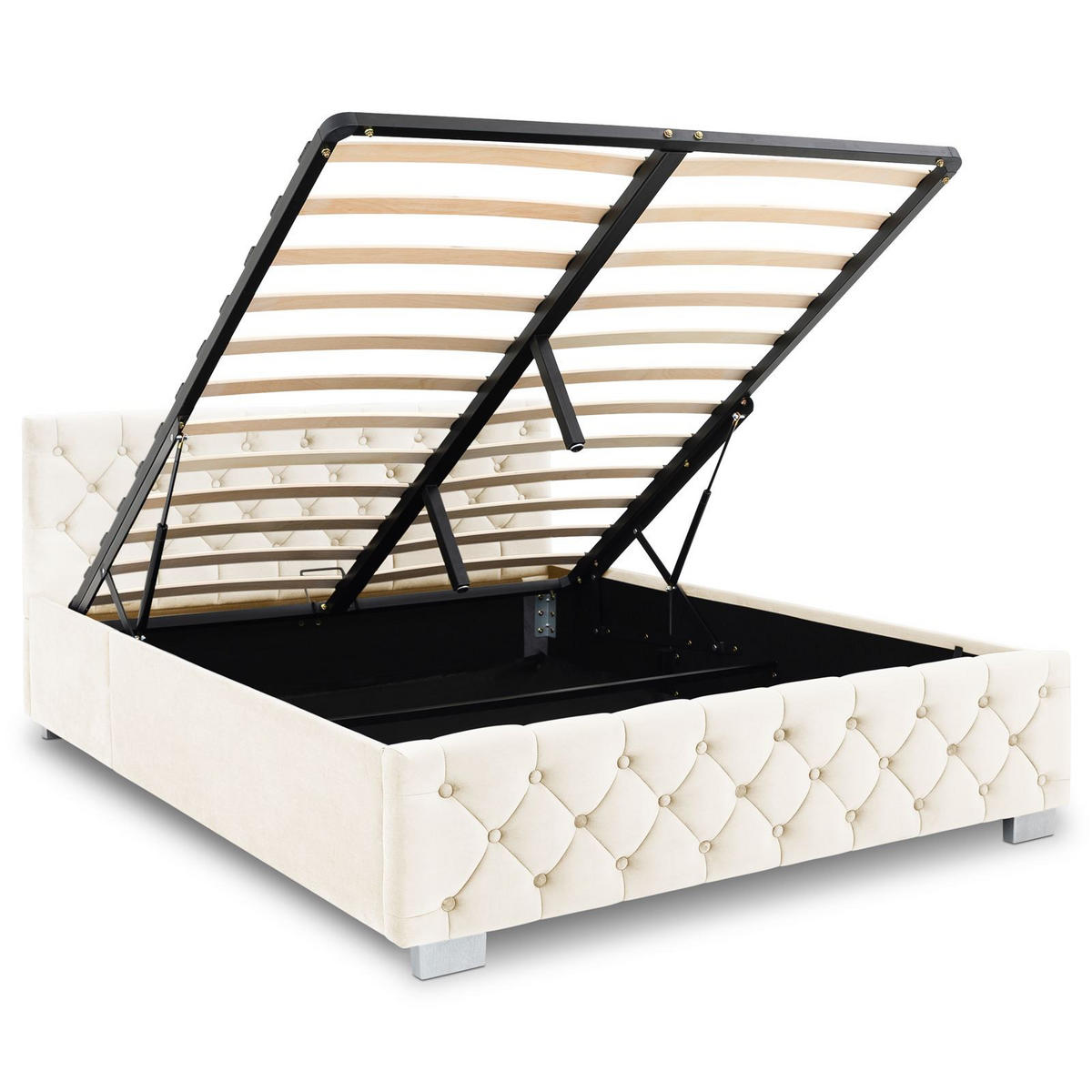 POLSTERBETT NURI 160x200 cm cremeweiß - Creme, Textil (160/200cm) - IDIMEX