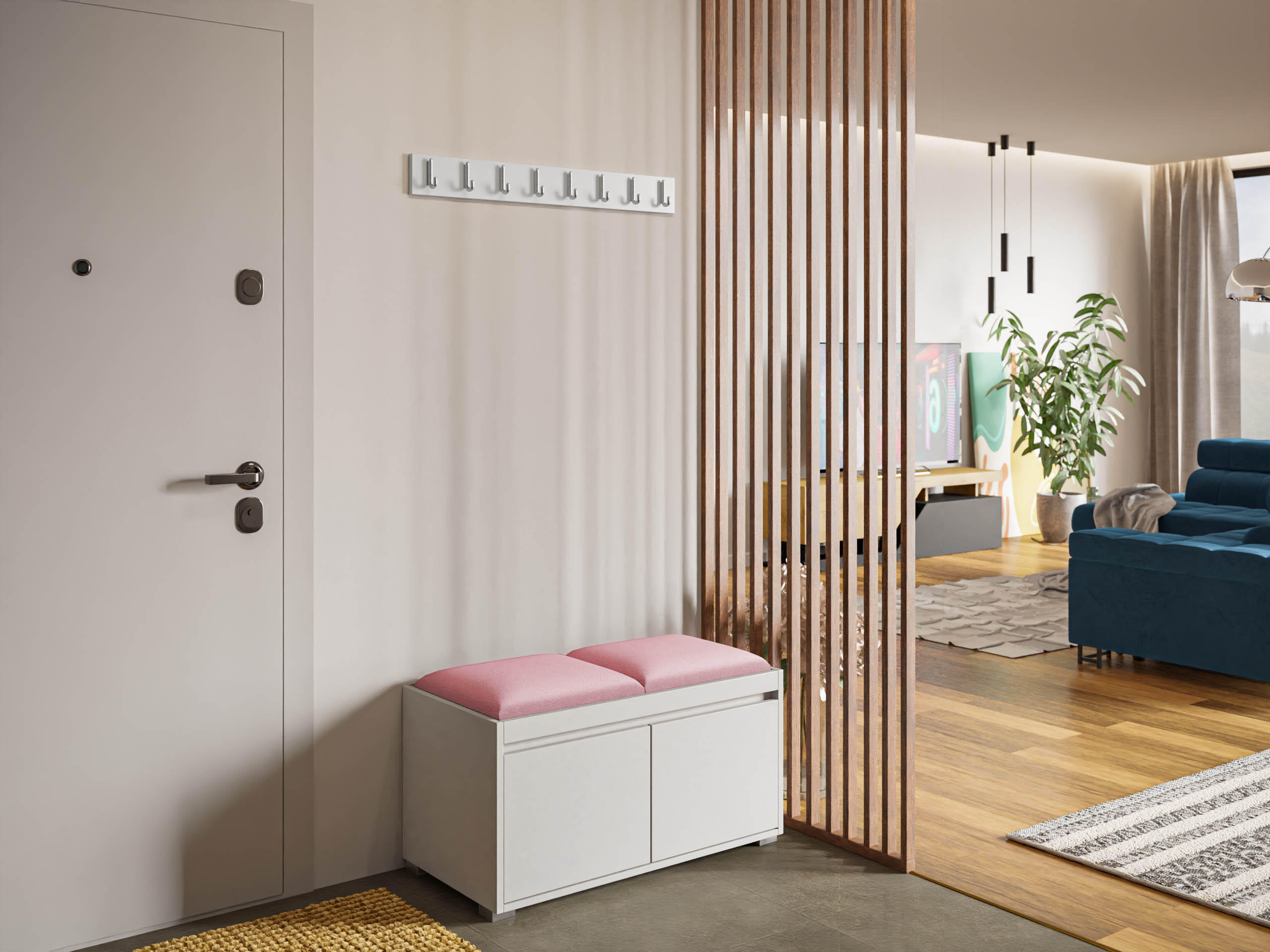 GARDEROBEN-SET Grawis 80 I - Silberfarben/Rosa, Holzwerkstoff/Kunststoff (84.5/45/34cm) - MIRJAN24