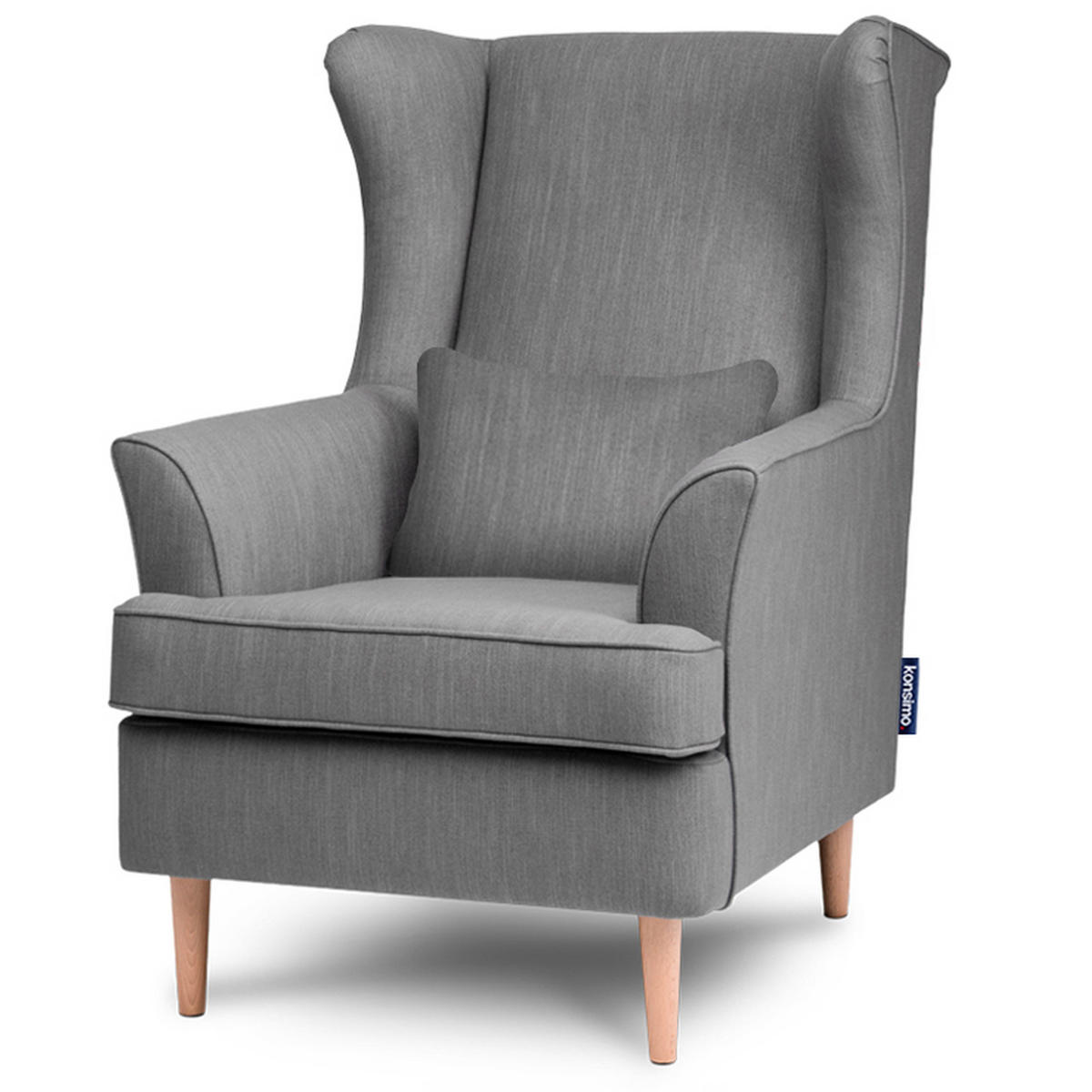 OHRENSESSEL STRALIS inklusive dekorativem Kissen, Grau/Dunkelgrau - Dunkelgrau/Grau, Textil (82/108/80cm) - KONSIMO®